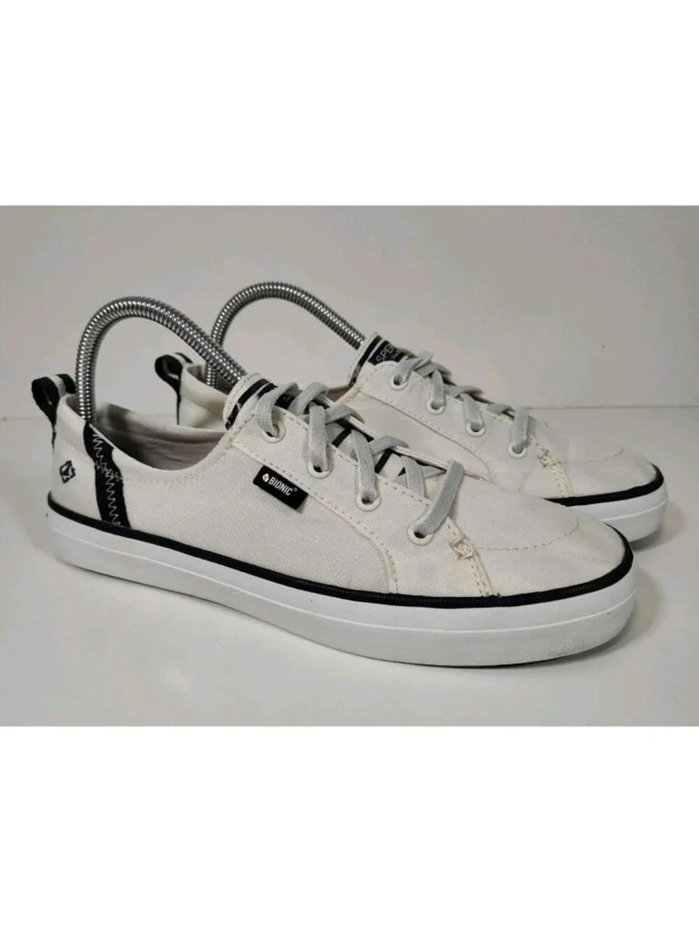 Sperry Crest Vibe Bionic Eco-friendly Boat Shoe Women's 8.5 Off White Nylon - Picture 1 of 9